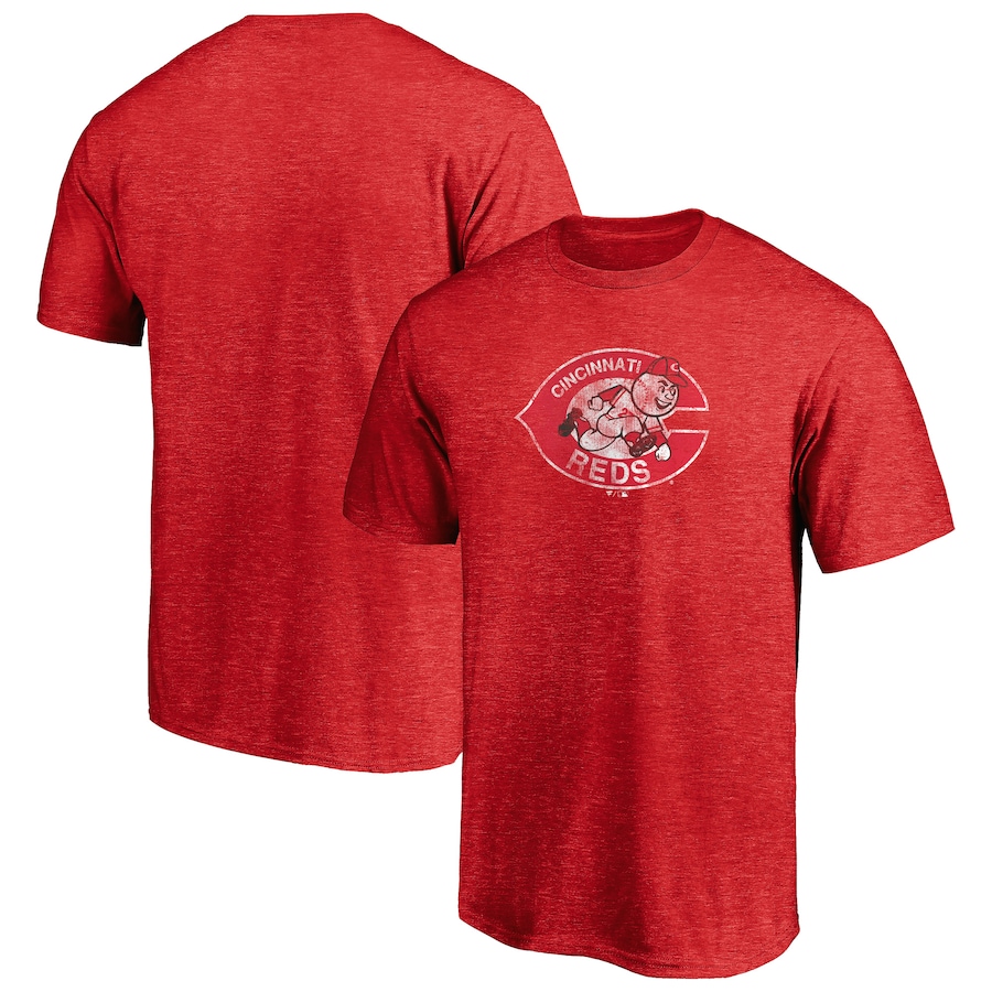 Men's Cincinnati Reds Red True Classics Throwback Logo Tri-Blend T-Shirt Men's Cincinnati Reds Red True Classics Throwback Logo Tri-Blend T-Shirt