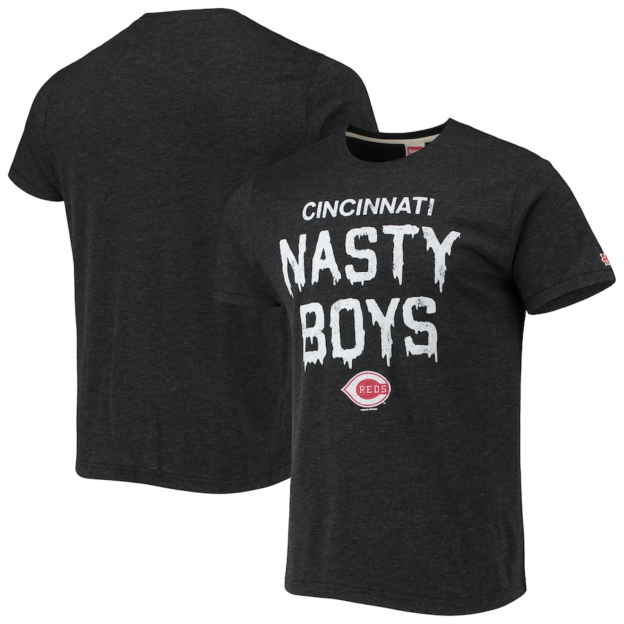 Men's Cincinnati Reds Homage Heathered Charcoal Team Hyper Local Tri-Blend T-Shirt