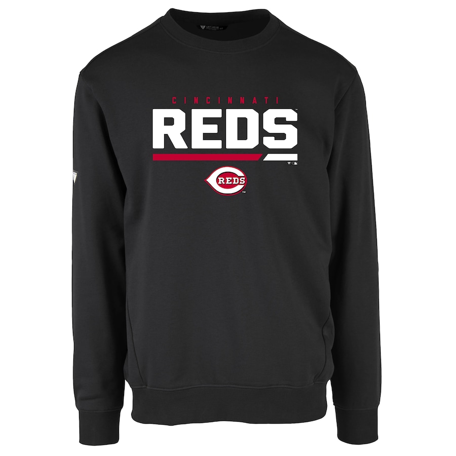 Men's Cincinnati Reds Levelwear Black Zane Fleece Pullover Sweatshirt