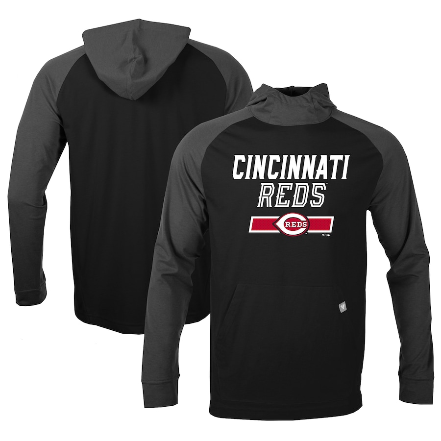 Men's Cincinnati Reds Levelwear Black/Charcoal Uproar Undisputed Pullover Hoodie Men's Cincinnati Reds Levelwear Black/Charcoal Uproar Undisputed Pullover Hoodie