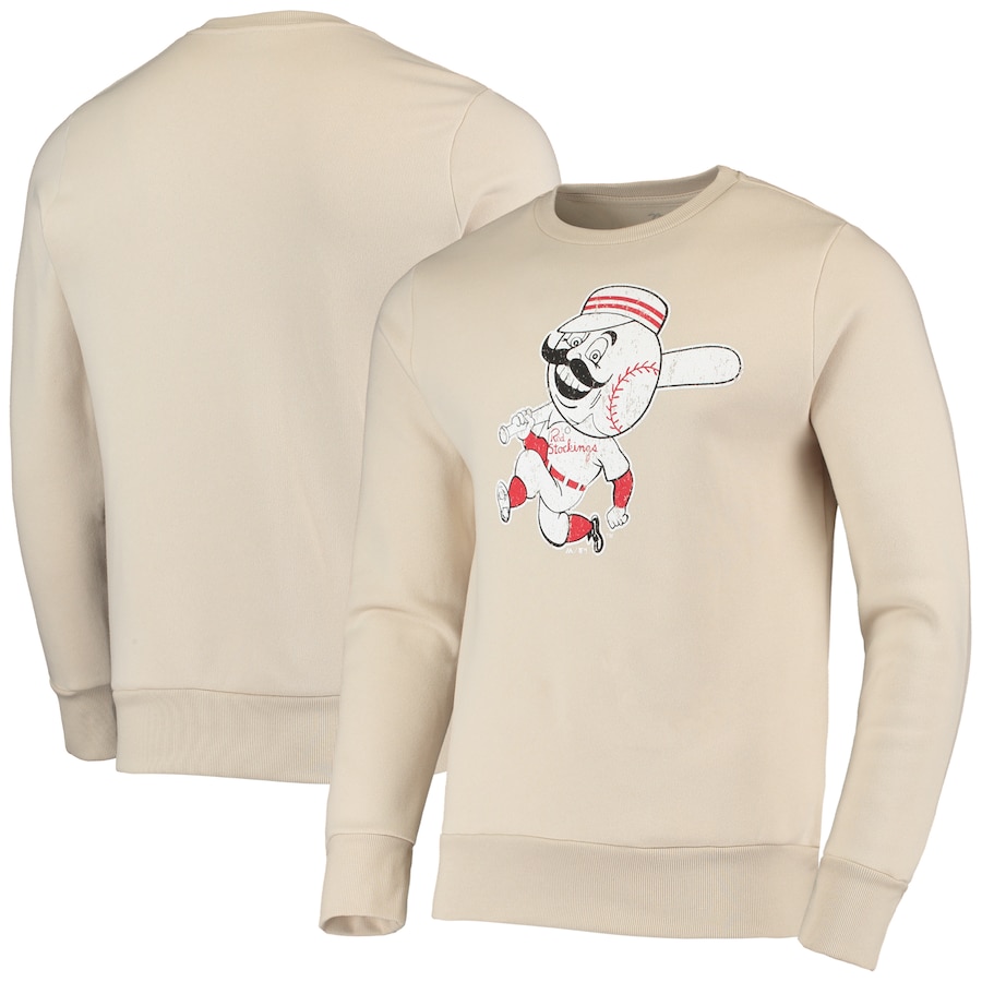 Men's Cincinnati Reds Majestic Threads Oatmeal Fleece Pullover Sweatshirt Men's Cincinnati Reds Majestic Threads Oatmeal Fleece Pullover Sweatshirt