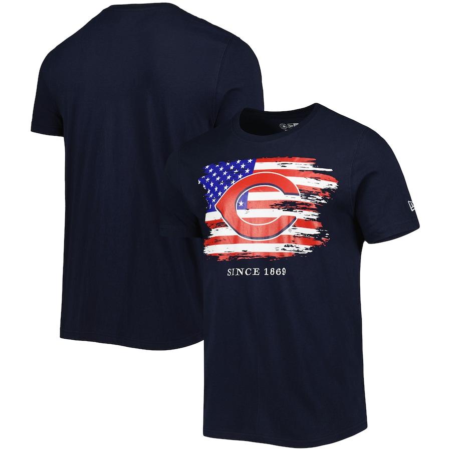 Men's Cincinnati Reds New Era Navy 4th of July Jersey T-Shirt Men's Cincinnati Reds New Era Navy 4th of July Jersey T-Shirt