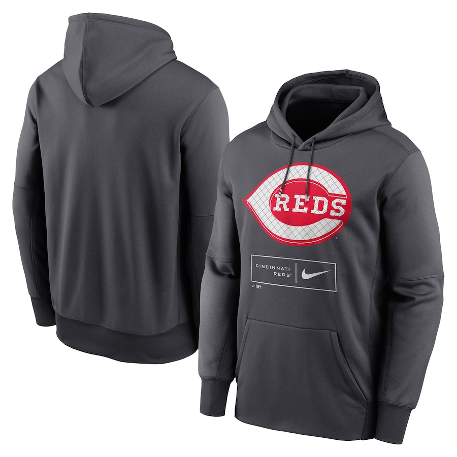 Men's Cincinnati Reds Nike Anthracite Season Pattern Pullover Hoodie Men's Cincinnati Reds Nike Anthracite Season Pattern Pullover Hoodie