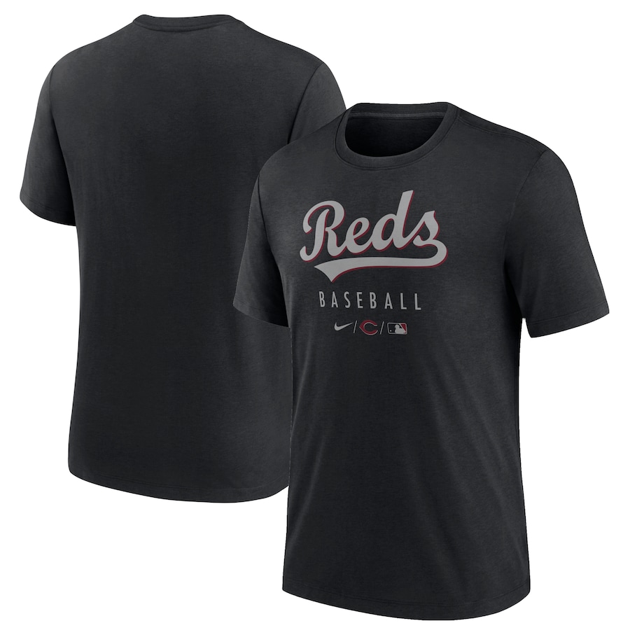 Men's Cincinnati Reds Nike Black Authentic Collection Early Work Performance Tri-Blend T-Shirt