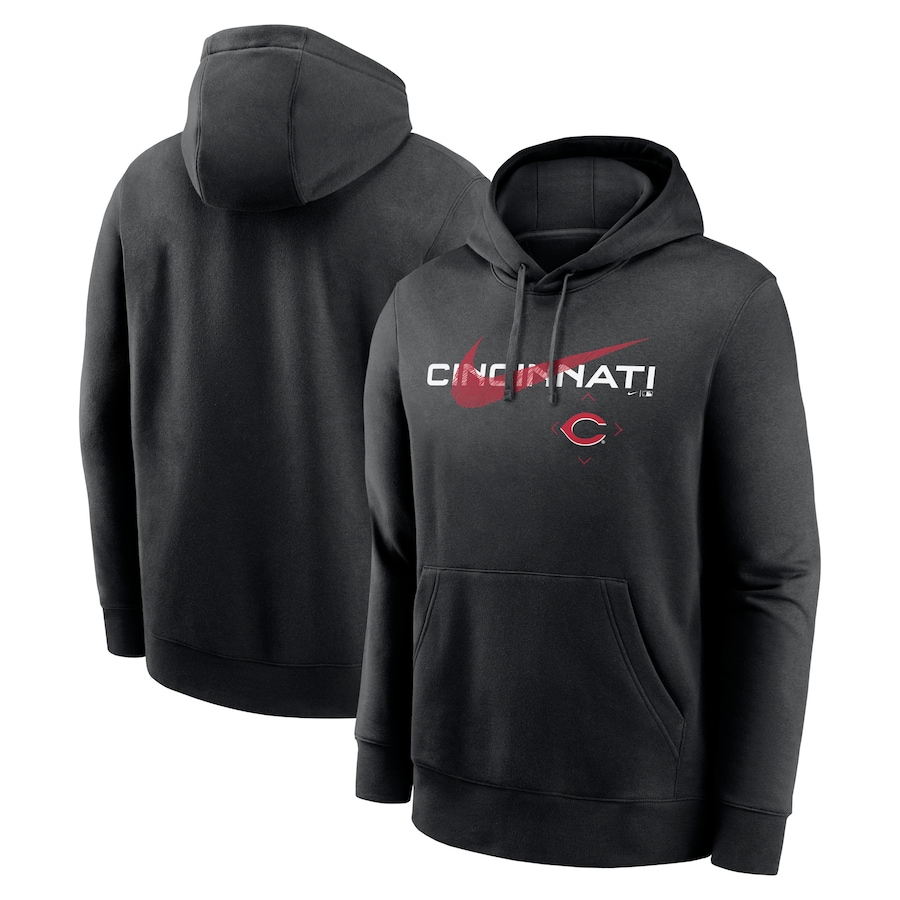 Men's Cincinnati Reds Nike Black Swoosh NeighborHOOD Pullover Hoodie Men's Cincinnati Reds Nike Black Swoosh NeighborHOOD Pullover Hoodie