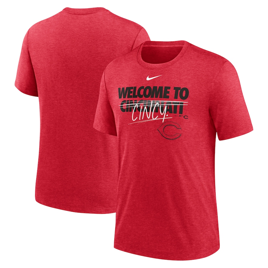 Men's Cincinnati Reds Nike Heather Red Home Spin Tri-Blend T-Shirt Men's Cincinnati Reds Nike Heather Red Home Spin Tri-Blend T-Shirt