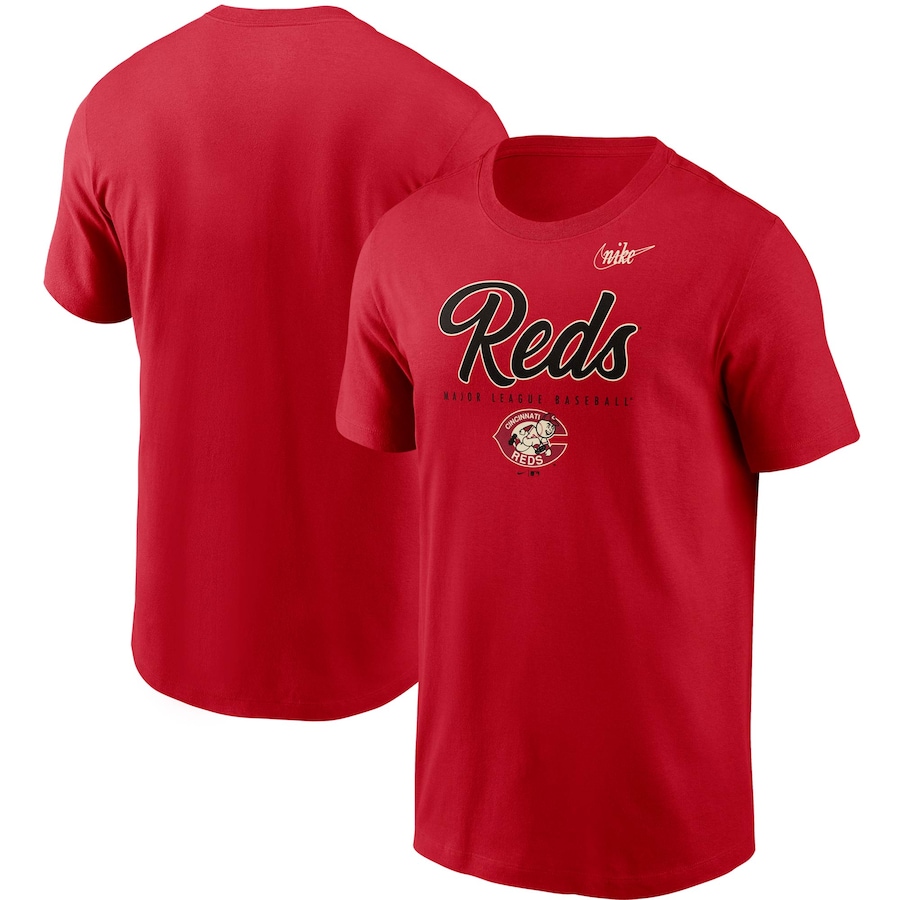 Men's Cincinnati Reds Nike Red Cooperstown Collection Wordmark Script Logo T-Shirt Men's Cincinnati Reds Nike Red Cooperstown Collection Wordmark Script Logo T-Shirt