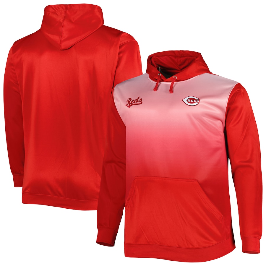 Men's Cincinnati Reds Red Fade Sublimated Fleece Pullover Hoodie Men's Cincinnati Reds Red Fade Sublimated Fleece Pullover Hoodie