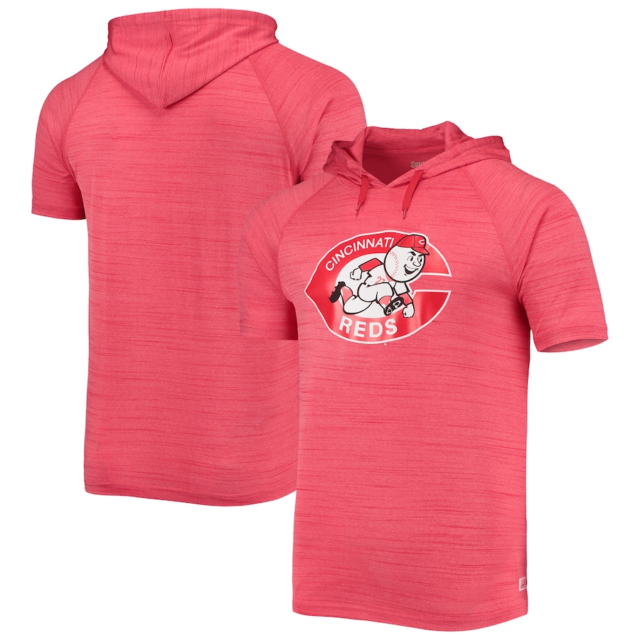 Men's Cincinnati Reds Stitches Red Space-Dye Raglan Hoodie T-Shirt