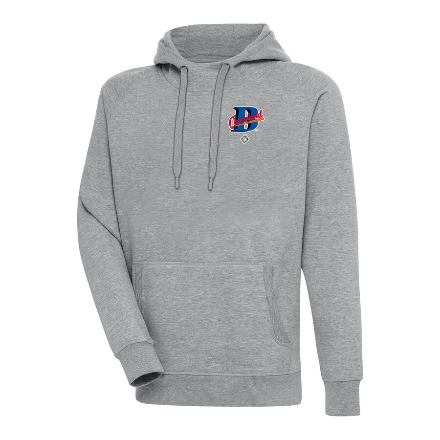 Men's Cleveland Buckeyes Antigua Heather Gray Victory Pullover Hoodie Men's Cleveland Buckeyes Antigua Heather Gray Victory Pullover Hoodie