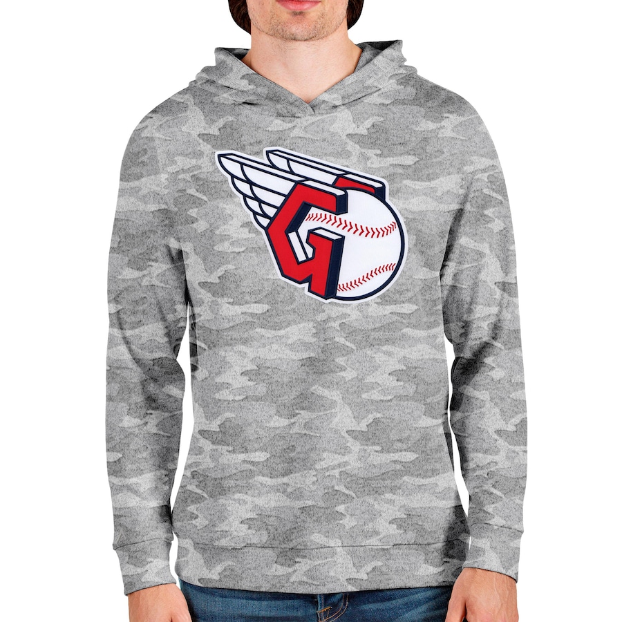Men's Cleveland Guardians Antigua Camo Team Absolute Pullover Hoodie