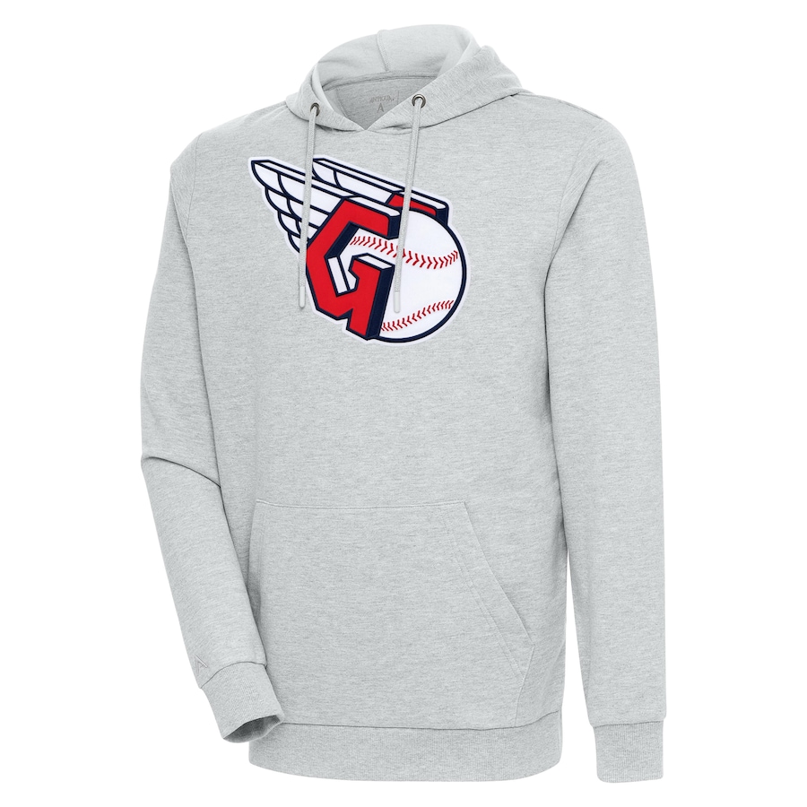 Men's Cleveland Guardians Antigua Heather Gray Action Pullover Hoodie