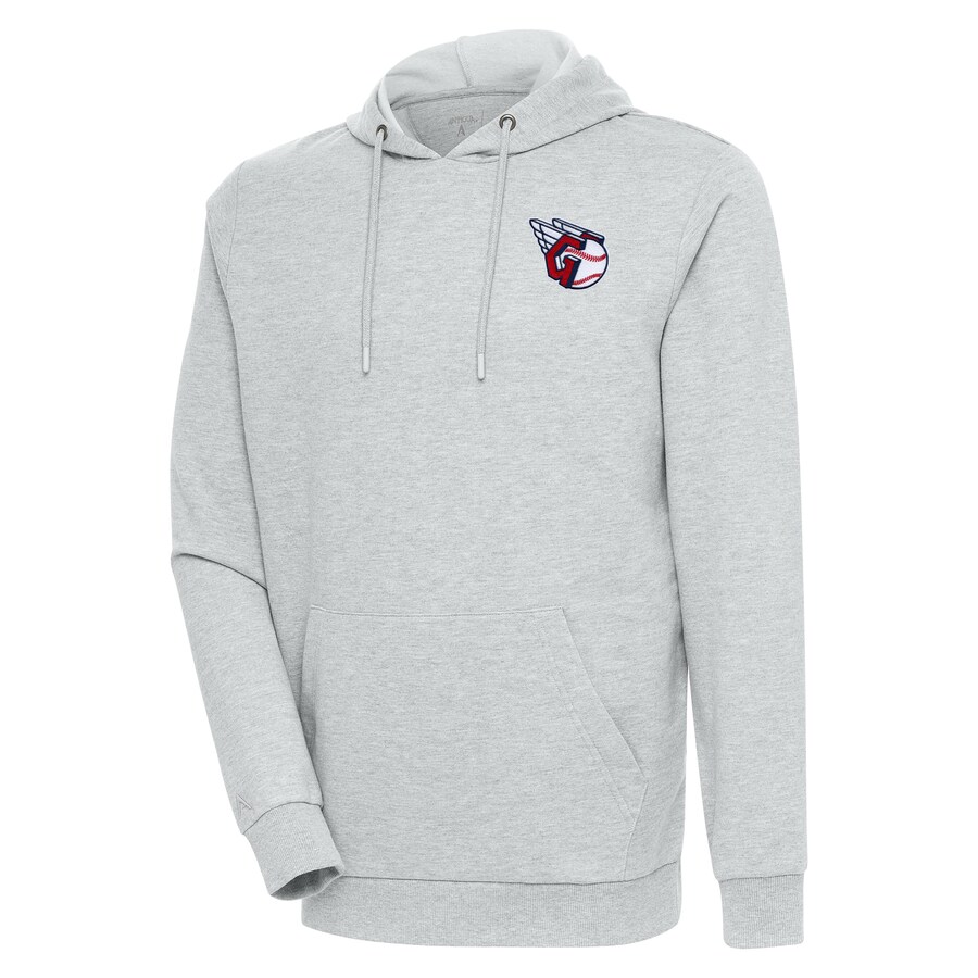 Men's Cleveland Guardians Antigua Heather Gray Action Pullover Hoodie