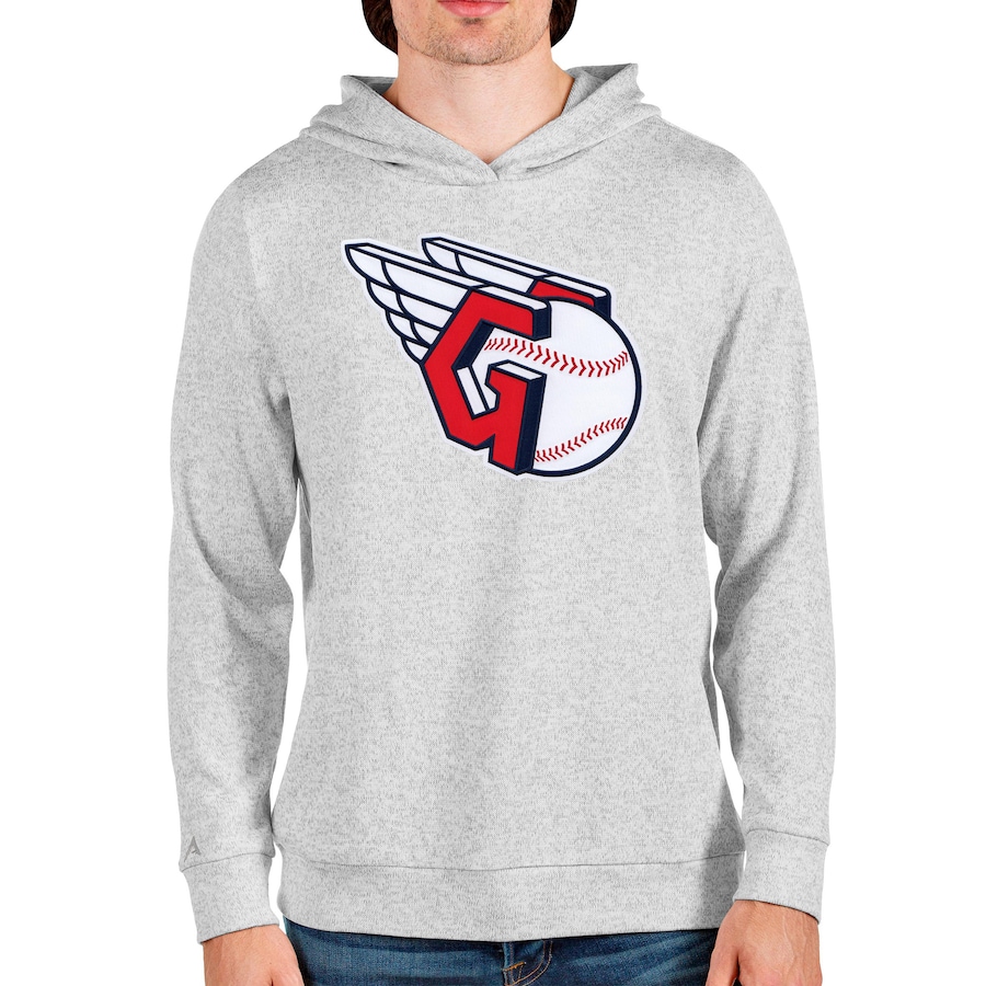 Men's Cleveland Guardians Antigua Heathered Gray Team Absolute Pullover Hoodie