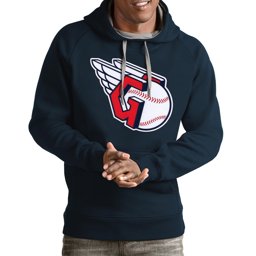 Men's Cleveland Guardians Antigua Navy Team Victory Pullover Hoodie