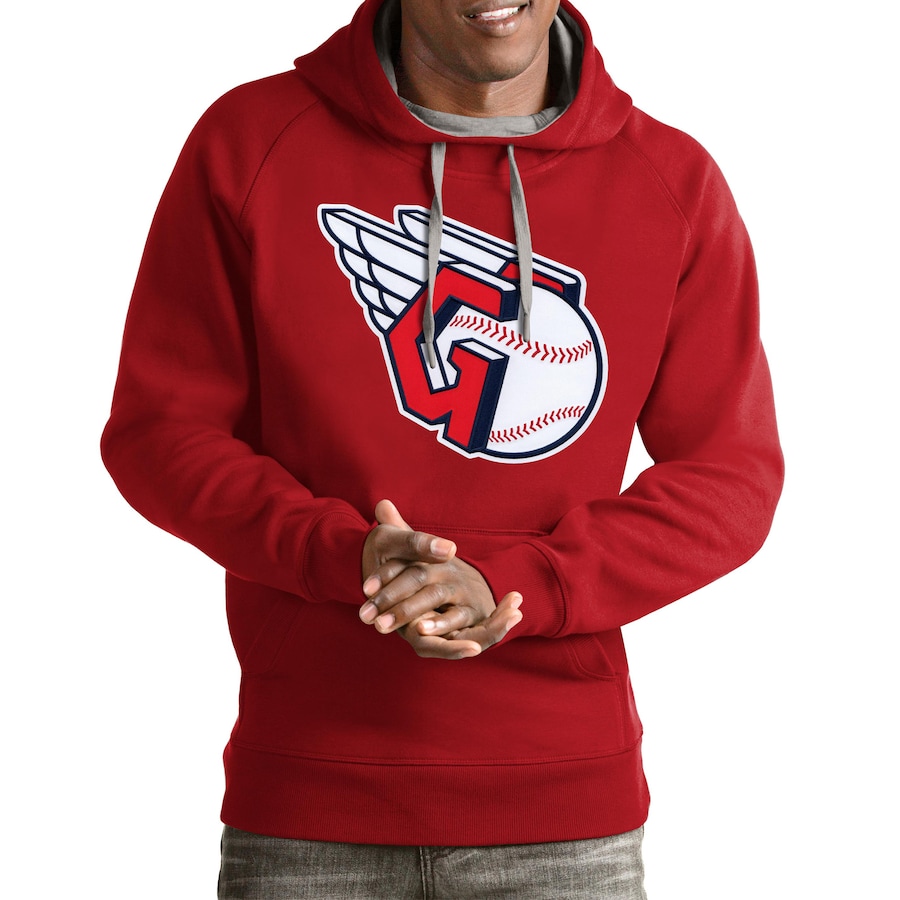 Men's Cleveland Guardians Antigua Red Team Victory Pullover Hoodie