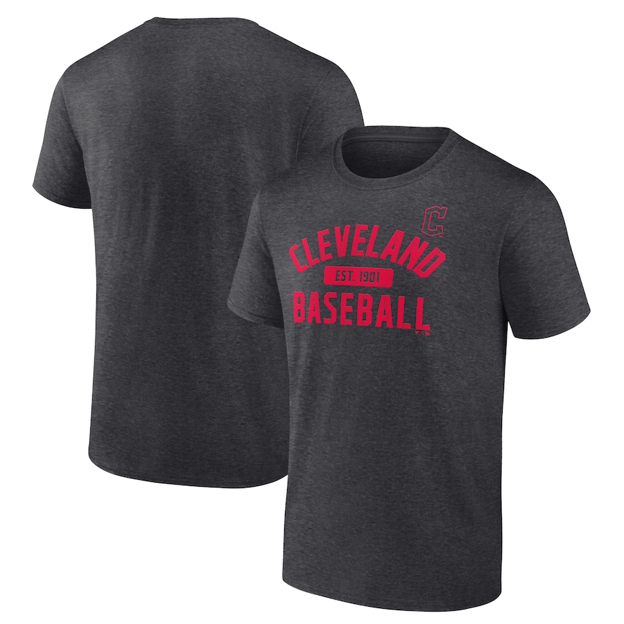 Men's Cleveland Guardians Charcoal Primary Pill T-Shirt Men's Cleveland Guardians Charcoal Primary Pill T-Shirt
