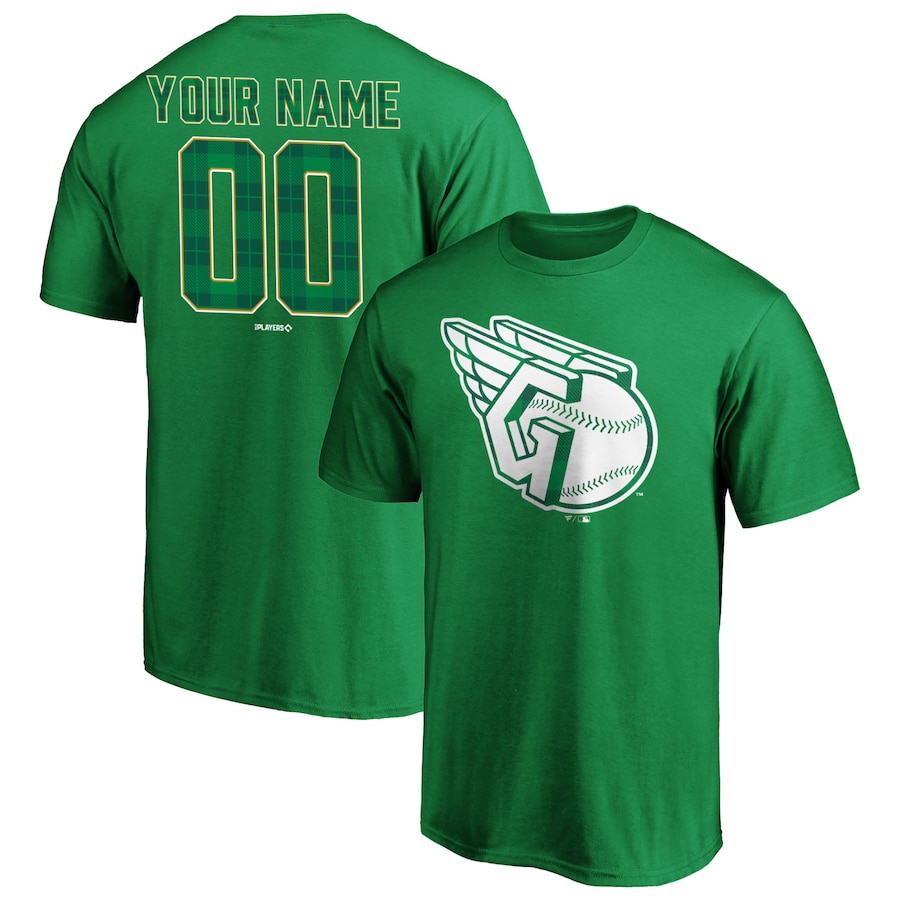 Men's Cleveland Guardians Green Personalized Emerald Plaid T-Shirt