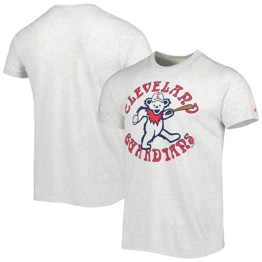 Men's Cleveland Guardians Homage Gray Grateful Dead Tri-Blend T-Shirt Men's Cleveland Guardians Homage Gray Grateful Dead Tri-Blend T-Shirt