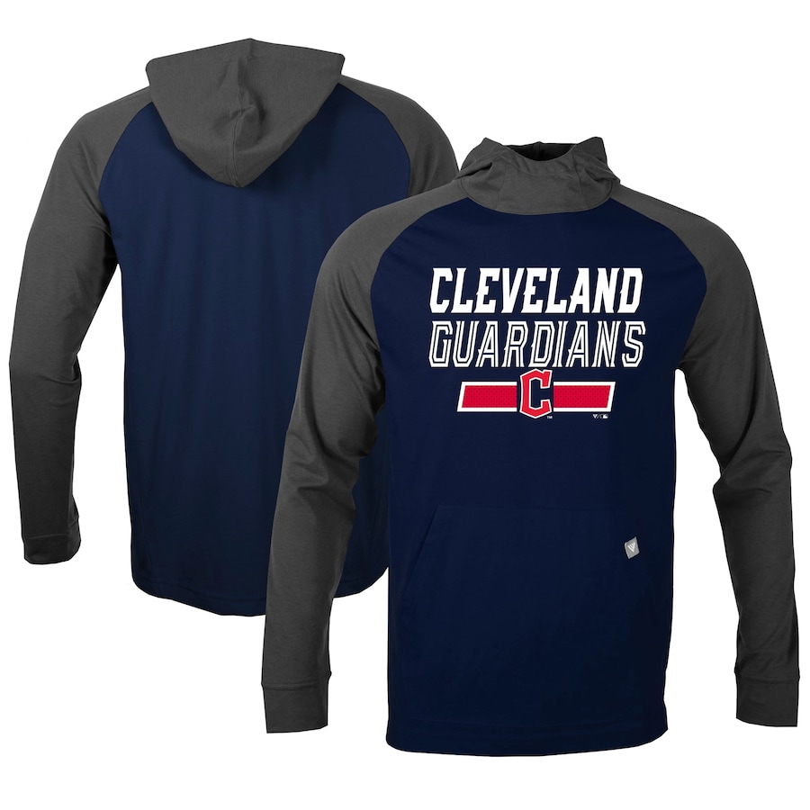 Men's Cleveland Guardians Levelwear Navy/Charcoal Uproar Undisputed Pullover Hoodie