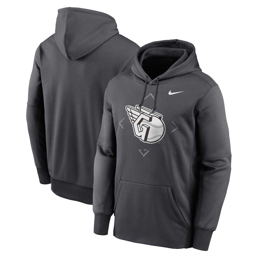 Men's Cleveland Guardians Nike Anthracite Bracket Icon Performance Pullover Hoodie