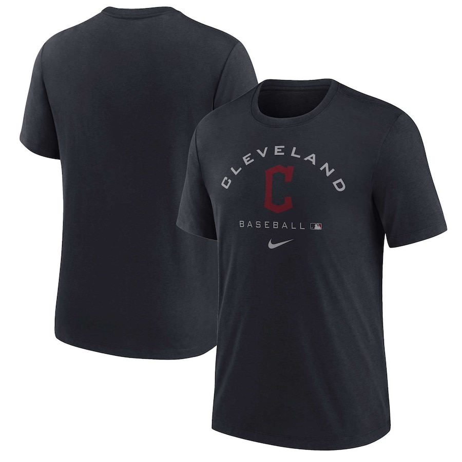 Men's Cleveland Guardians Nike Black Authentic Collection Tri-Blend Performance T-Shirt