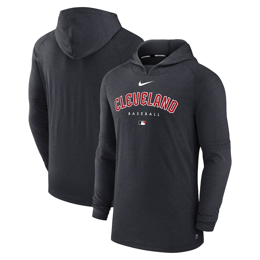 Men's Cleveland Guardians Nike Heather Navy Authentic Collection Early Work Tri-Blend Performance Pullover Hoodie Men's Cleveland Guardians Nike Heather Navy Authentic Collection Early Work Tri-Blend Performance Pullover Hoodie