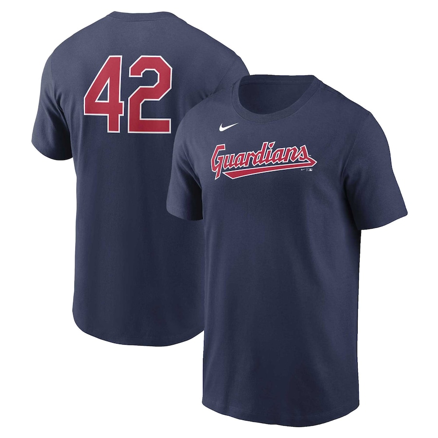 Men's Cleveland Guardians Nike Navy Jackie Robinson Day Team 42 T-Shirt