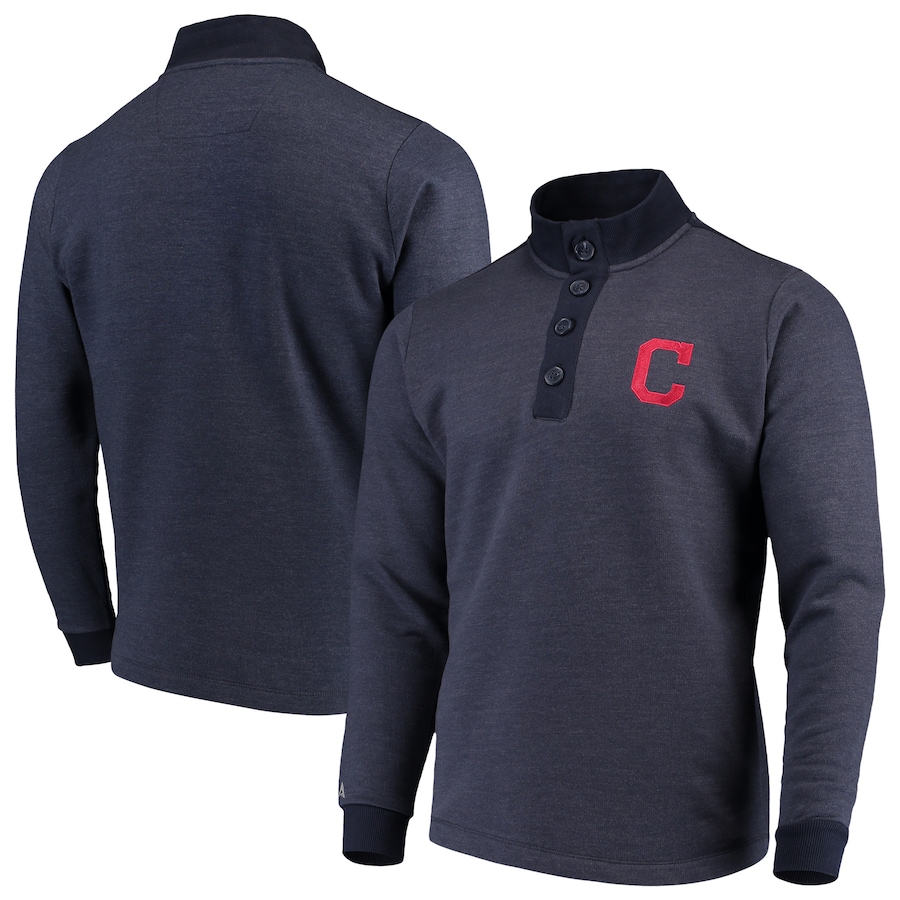 Men's Cleveland Indians Antigua Navy Pivotal Button Pullover Sweatshirt Men's Cleveland Indians Antigua Navy Pivotal Button Pullover Sweatshirt