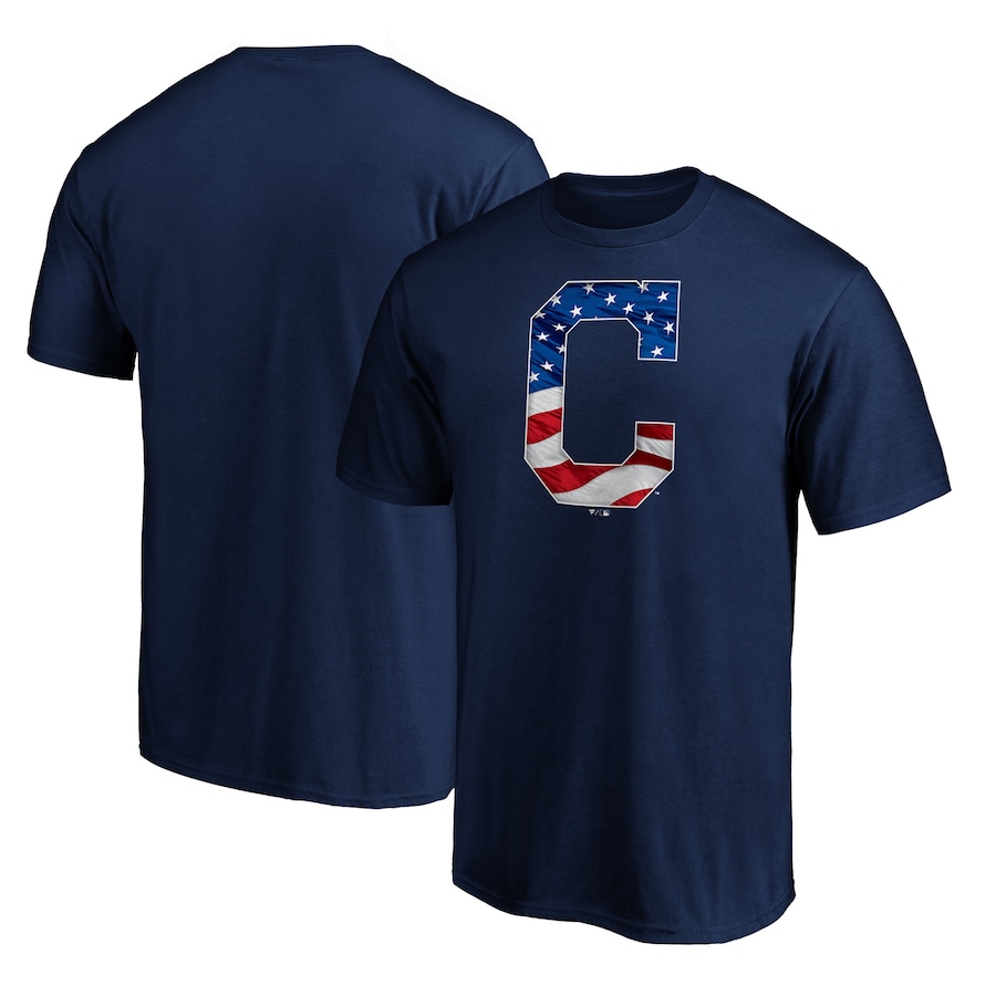 Men's Cleveland Indians Navy Banner Wave T-Shirt Men's Cleveland Indians Navy Banner Wave T-Shirt