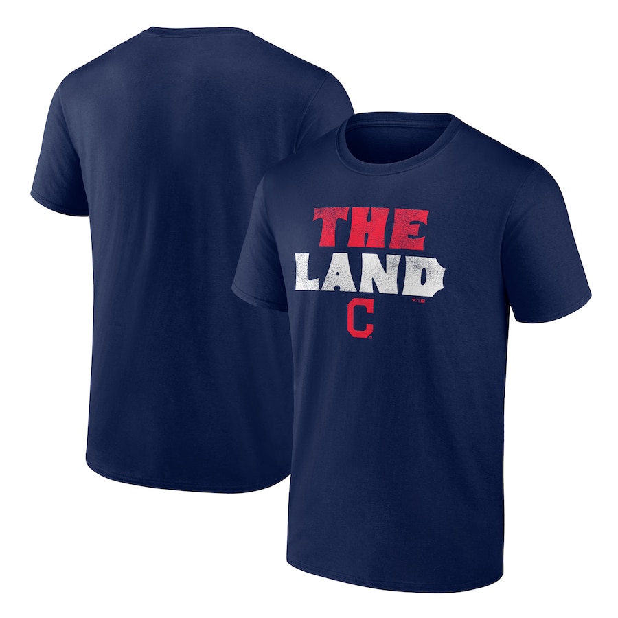 Men's Cleveland Indians Navy Hometown Collection The Land T-Shirt Men's Cleveland Indians Navy Hometown Collection The Land T-Shirt