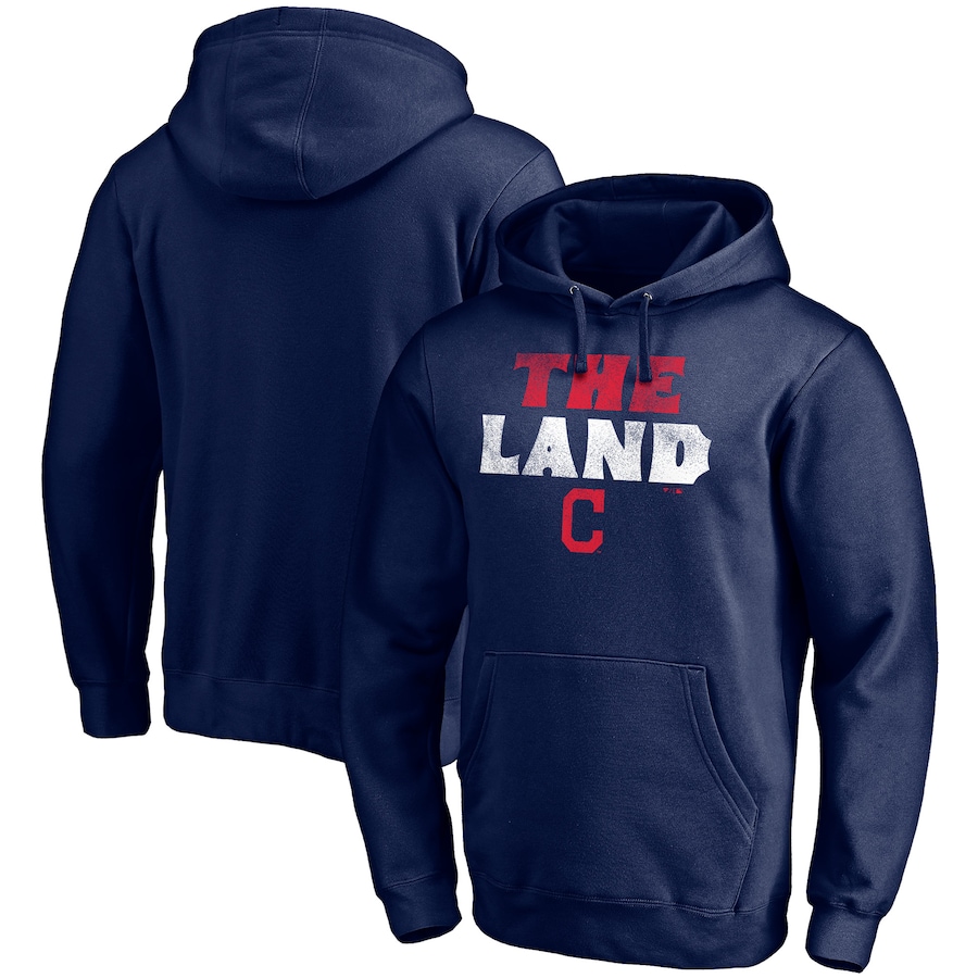 Men's Cleveland Indians Navy The Land Team Fitted Pullover Hoodie Men's Cleveland Indians Navy The Land Team Fitted Pullover Hoodie