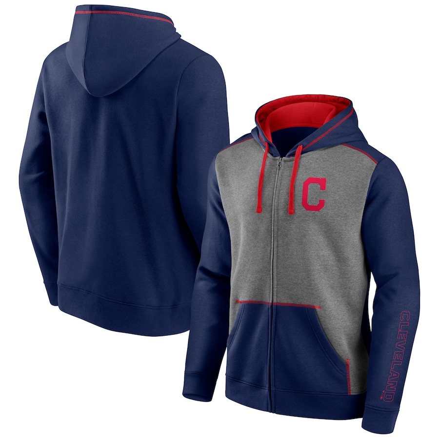 Men's Cleveland Indians Navy/Heathered Gray Expansion Team Full-Zip Hoodie Men's Cleveland Indians Navy/Heathered Gray Expansion Team Full-Zip Hoodie