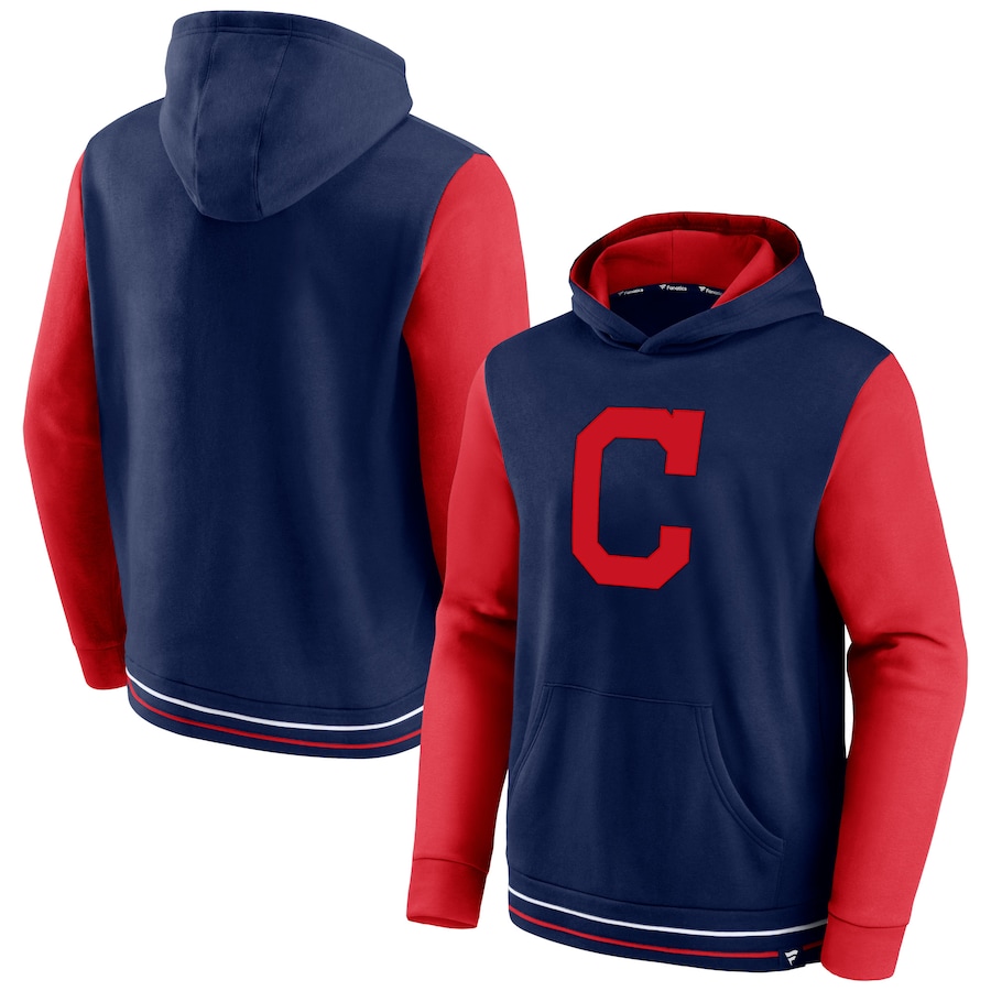 Men's Cleveland Indians Navy/Red Last Whistle Pullover Hoodie Men's Cleveland Indians Navy/Red Last Whistle Pullover Hoodie