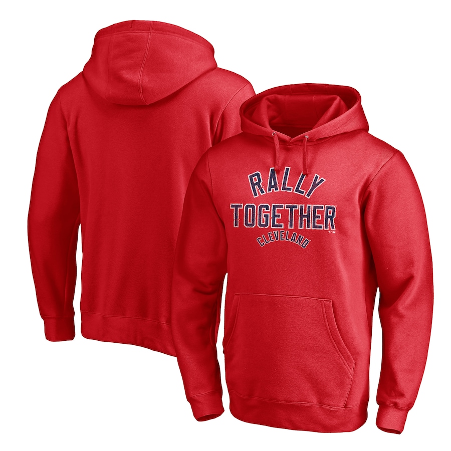 Men's Cleveland Indians Red Hometown Rally Together Fitted Pullover Hoodie Men's Cleveland Indians Red Hometown Rally Together Fitted Pullover Hoodie