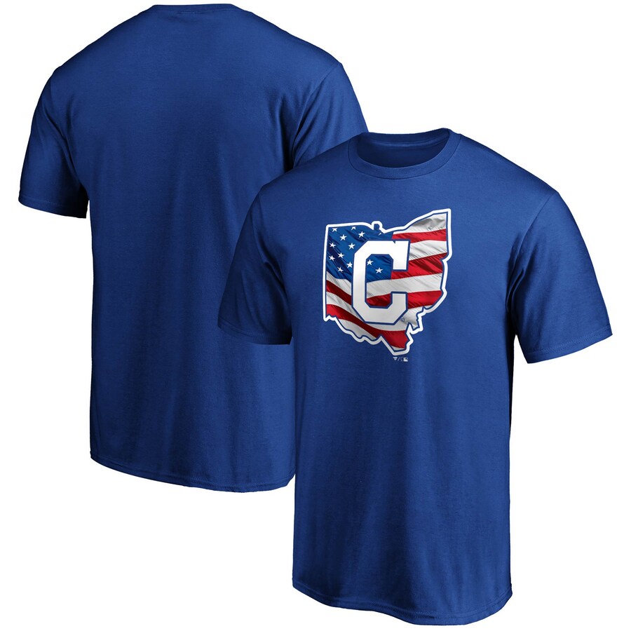 Men's Cleveland Indians Royal Banner State T-Shirt Men's Cleveland Indians Royal Banner State T-Shirt