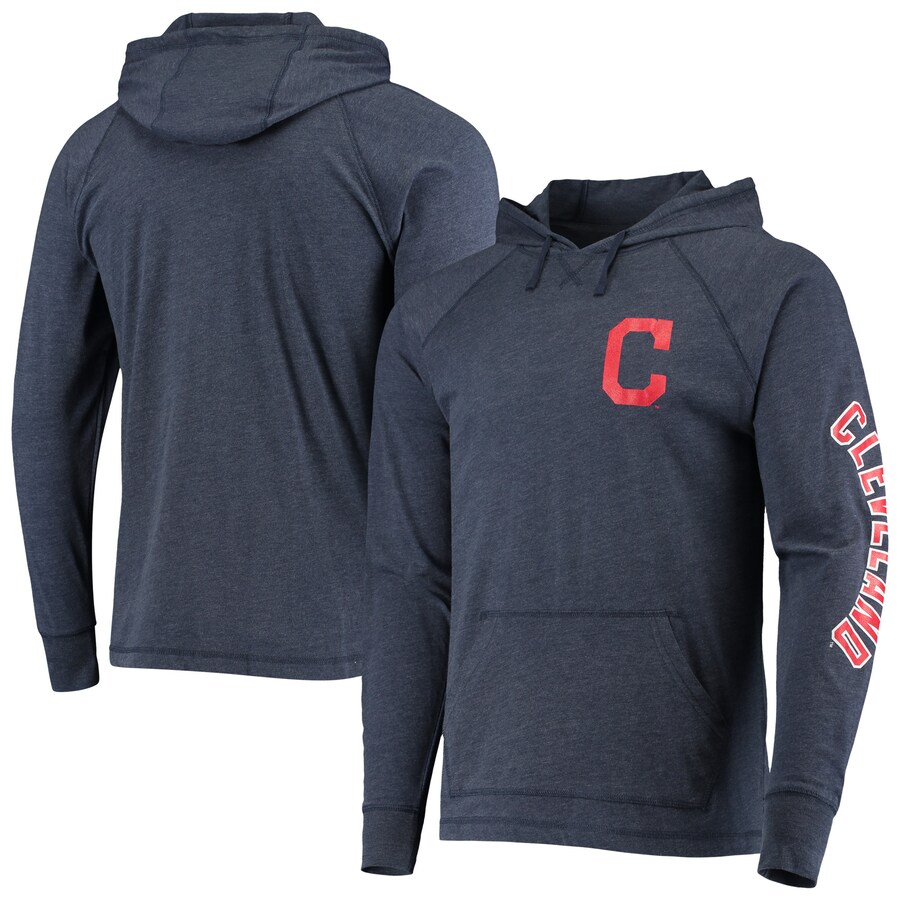 Men's Cleveland Indians Stitches Heathered Navy Hit Raglan Pullover Hoodie Men's Cleveland Indians Stitches Heathered Navy Hit Raglan Pullover Hoodie