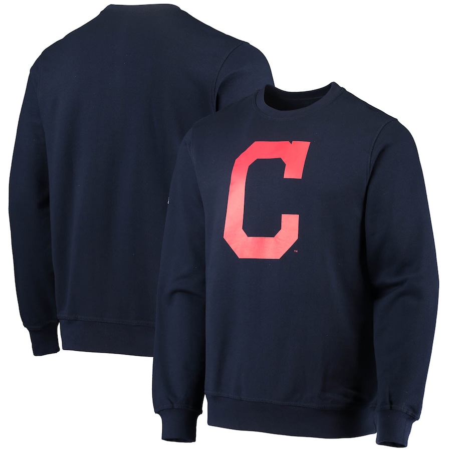 Men's Cleveland Indians Stitches Navy Logo Pullover Sweatshirt Men's Cleveland Indians Stitches Navy Logo Pullover Sweatshirt