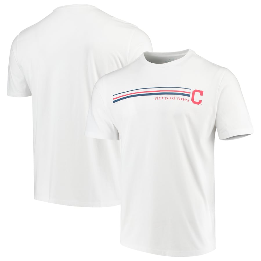 Men's Cleveland Indians Vineyard Vines White Three Stripe T-Shirt Men's Cleveland Indians Vineyard Vines White Three Stripe T-Shirt