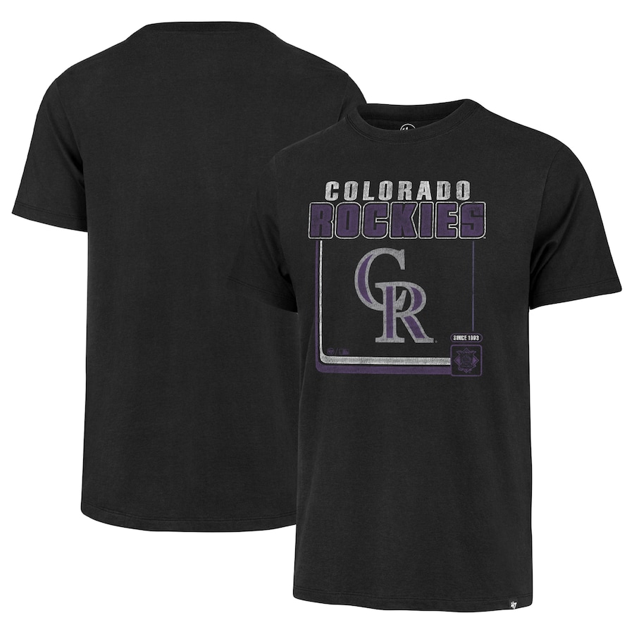 Men's Colorado Rockies '47 Black Borderline Franklin T-shirt Men's Colorado Rockies '47 Black Borderline Franklin T-shirt