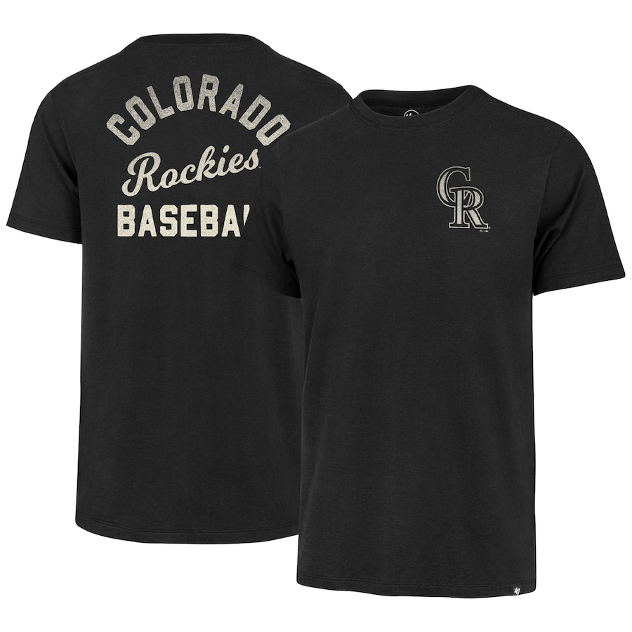 Men's Colorado Rockies '47 Black Turn Back Franklin T-Shirt Men's Colorado Rockies '47 Black Turn Back Franklin T-Shirt