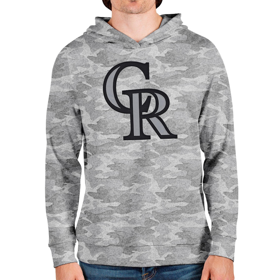 Men's Colorado Rockies Antigua Camo Team Logo Absolute Pullover Hoodie
