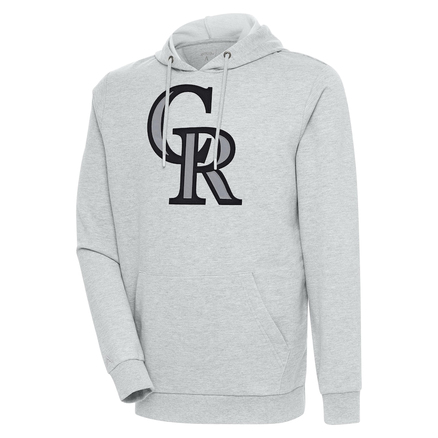 Men's Colorado Rockies Antigua Heather Gray Action Pullover Hoodie Men's Colorado Rockies Antigua Heather Gray Action Pullover Hoodie