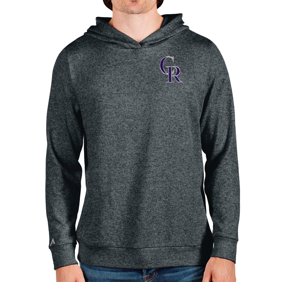 Men's Colorado Rockies Antigua Heathered Charcoal Absolute Pullover Hoodie Men's Colorado Rockies Antigua Heathered Charcoal Absolute Pullover Hoodie
