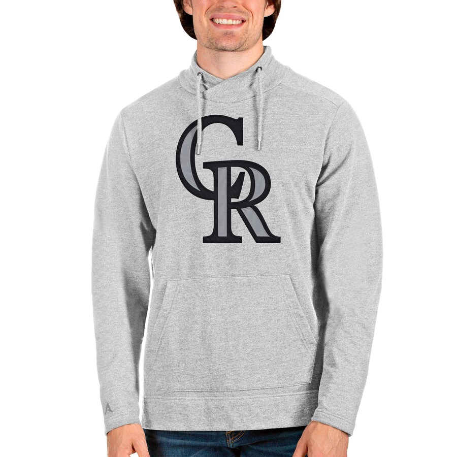Men's Colorado Rockies Antigua Heathered Gray Reward Pullover Sweatshirt