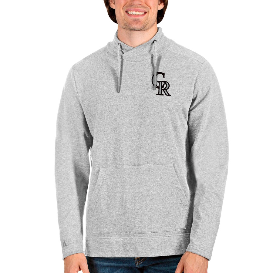 Men's Colorado Rockies Antigua Heathered Gray Team Reward Pullover Sweatshirt