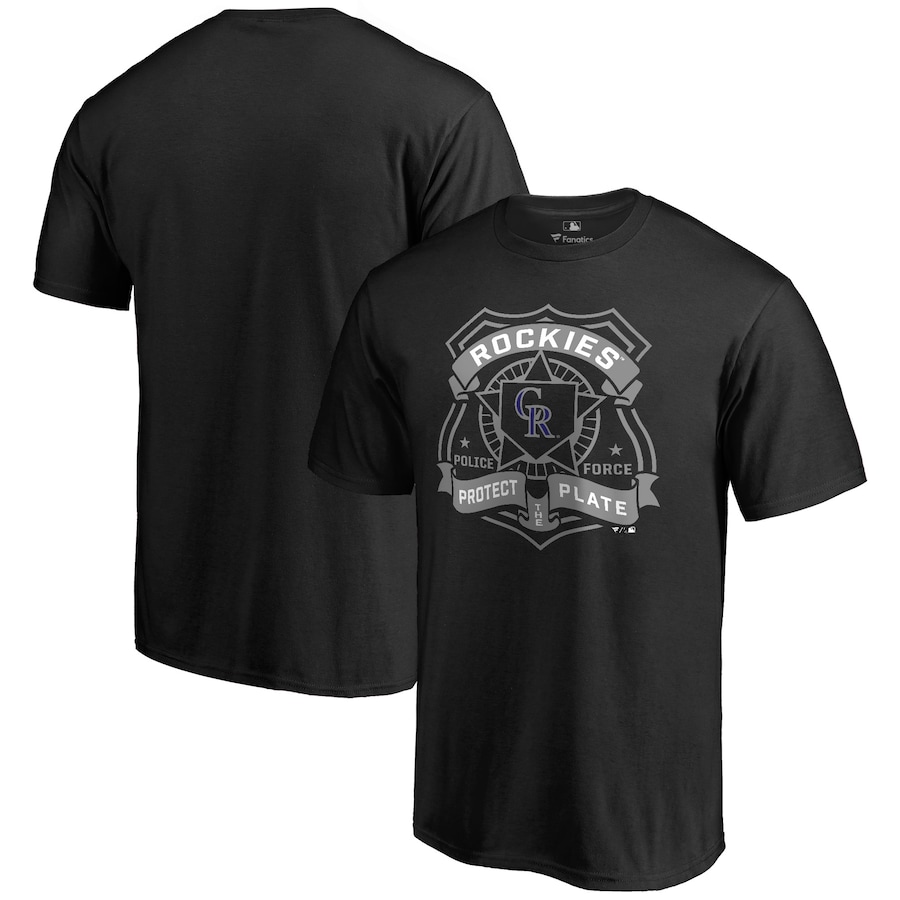 Men's Colorado Rockies Black Police Badge T-Shirt Men's Colorado Rockies Black Police Badge T-Shirt