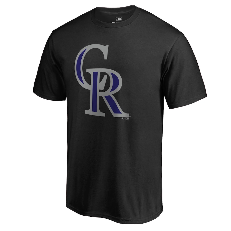 Men's Colorado Rockies Black Team Color Primary Logo T-Shirt Men's Colorado Rockies Black Team Color Primary Logo T-Shirt