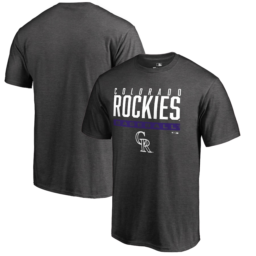 Men's Colorado Rockies Ash Win Stripe T-Shirt Men's Colorado Rockies Ash Win Stripe T-Shirt