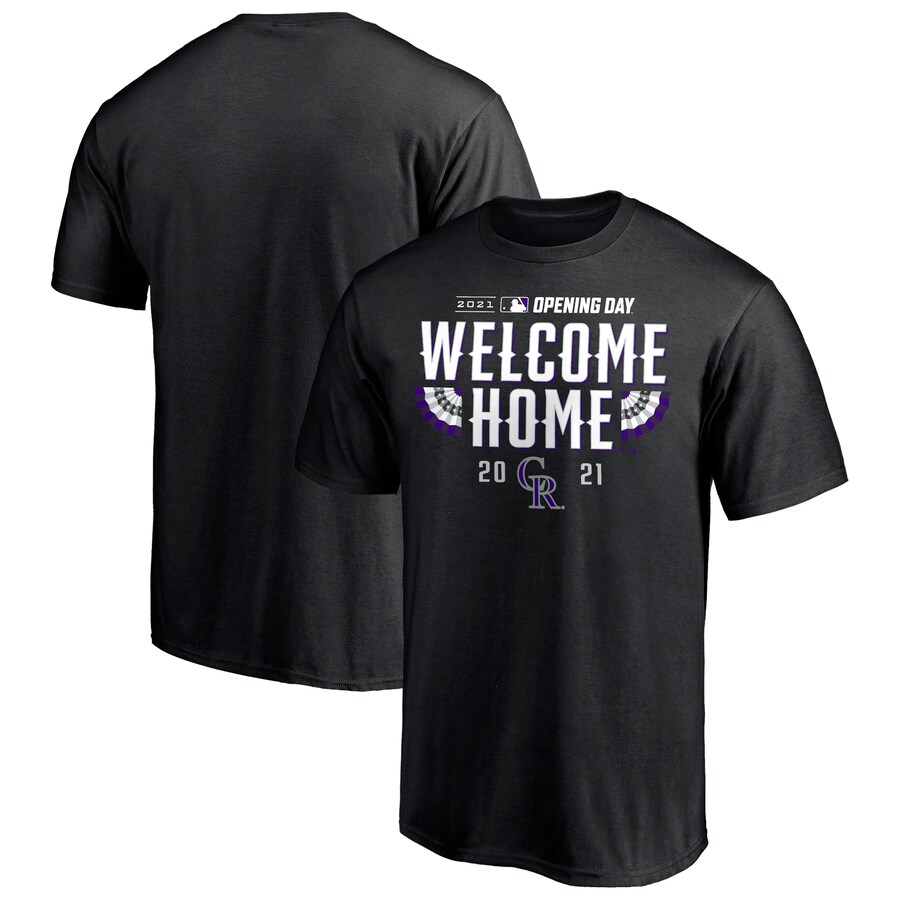 Men's Colorado Rockies Black 2021 Opening Day T-Shirt Men's Colorado Rockies Black 2021 Opening Day T-Shirt